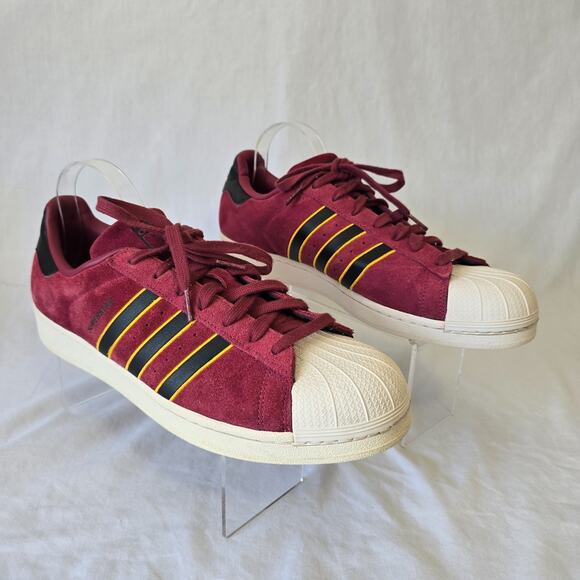 Adidas Superstar Sneakers Men\'s Size 14 Burgundy Black Yellow 3-Stripes CM8079 main image 7